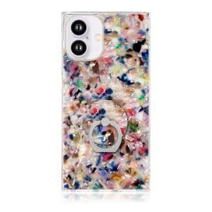 SQUARE® Rainbow Confetti Tortoise Shell iPhone Case + Ring Stand for iPhone 16